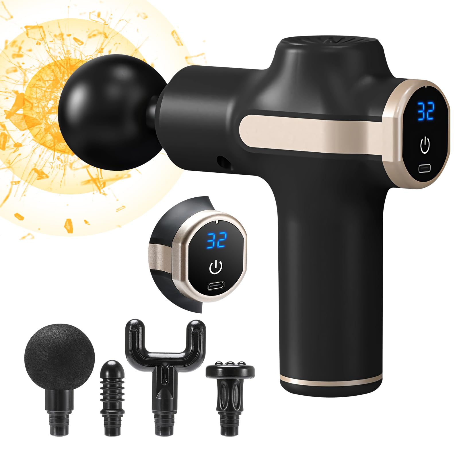 Ownsun 筋膜リリースガン 【32段階強力振動】 ハンディガン MINI 筋膜ガン AI自動モード付き 筋膜リリース 最速3300回/分 全身リフレッシュ道具 Type-C急速充電 静音 軽量 携