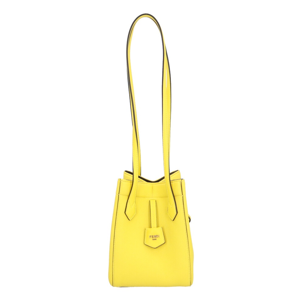 フェンディ オリガミ スモール ショルダーバッグ レザー 8BS083 イエロー FENDI 中古 美品
