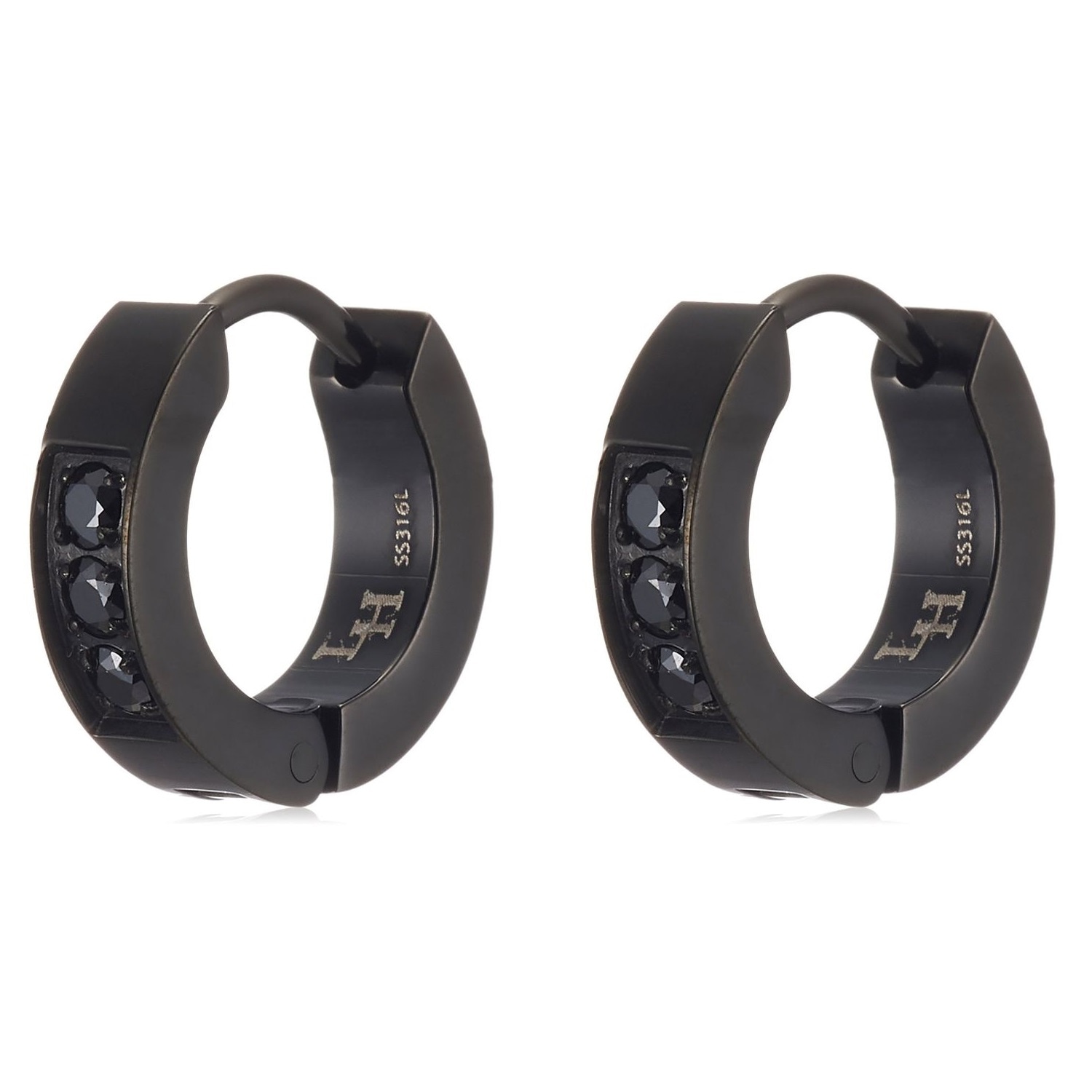 ピアス ２点セット 両耳用 フープ ブラック LHMP004N サージカルステンレス キュービックジルコニア メンズ 男性 ギフト プレゼント おすすめ 誕生日 クリスマス バレンタイン お祝い