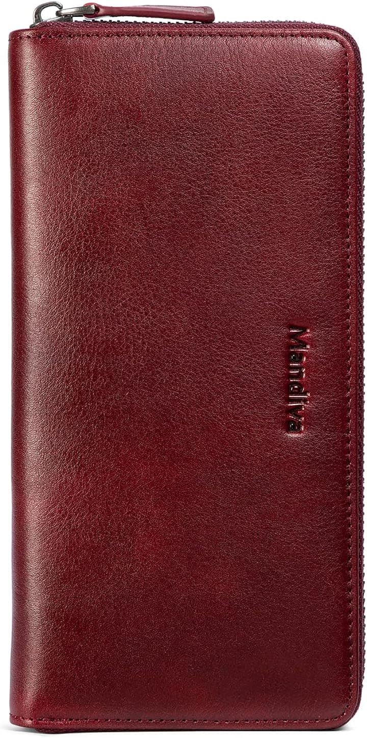 財布 メンズ レディース 長財布 本革 セパレート型 小銭入れ ラウンドファスナー(ワイン)その他