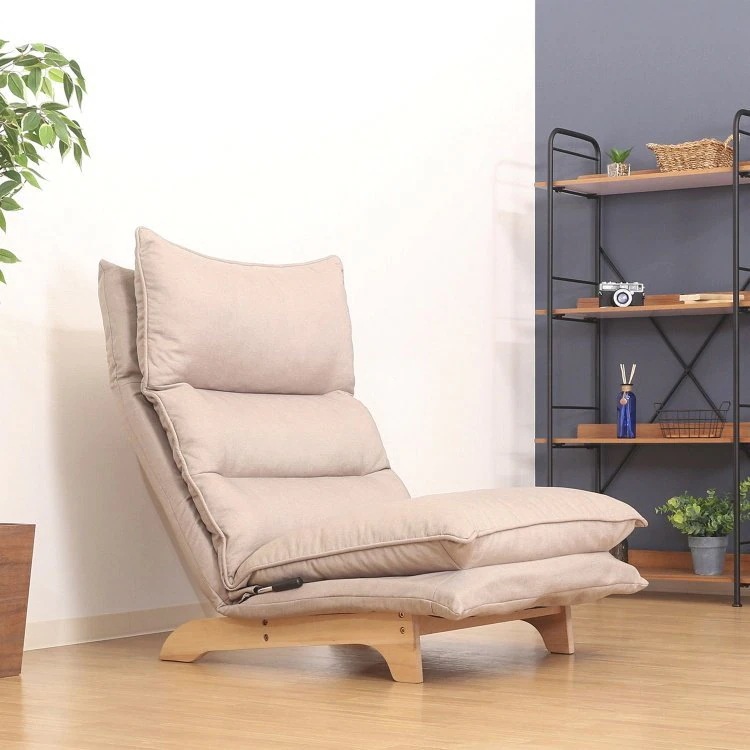 座椅子 おしゃれ 1人掛け ダブルクッション ベージュ