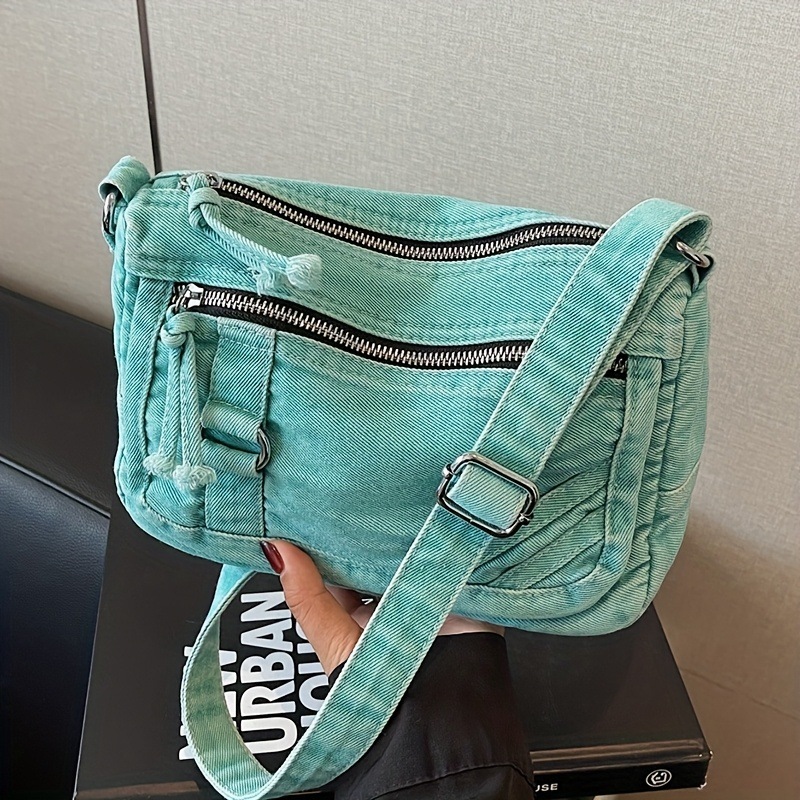 完璧な ヴィンテージ ストリートスタイル レディース クロスボディバッグ - 調節可能なストラップ 複数のジッパーポケット 耐久性のあるポリエステル裏地 日常の通勤やショッピングに最適なソリッドカラー
