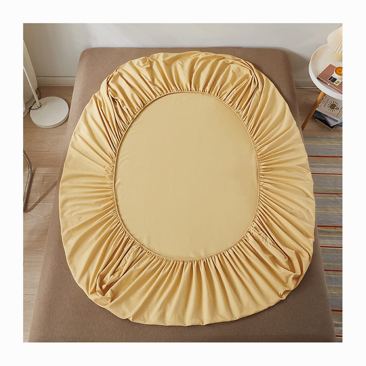 クイーンサイズフィットシーツ 100%コットン 超ソフト&しわになりにくい ダブル起毛 4～10インチの深さのマットレス用 高級寝具 キャメルカラー 4,633円