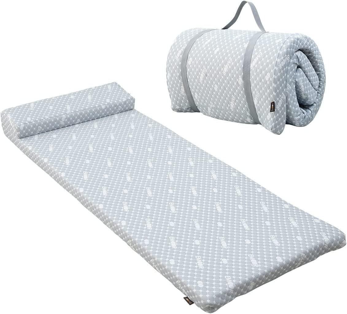 ごろ寝マット 車中泊 マット ロールマットレス ウレタンマット シングル EMOOR LUXE キャンプ マット 折りたたみ リバーシブル 高反発ウレタン 折り返し形状