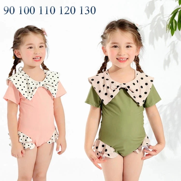 女の子 水着 ワンピース キッズ みずぎ 子ども オールインワン 水着 ガールズ 水着 ワンピース 女児 子ども ワンピース風 ドット 幼児 水着 可愛い 水着 スイムウェア 90cm 100cm
