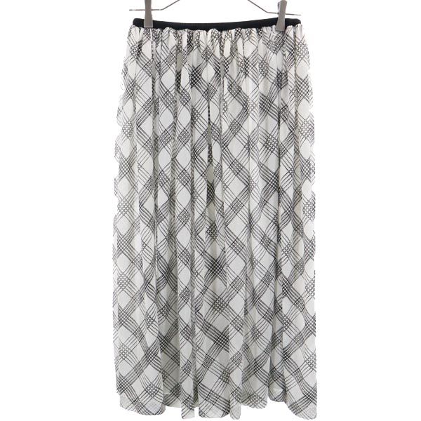 ワイズ 日本製 総柄 ミモレ丈 ギャザー フレアスカート 3 ホワイト系 Ys レディース