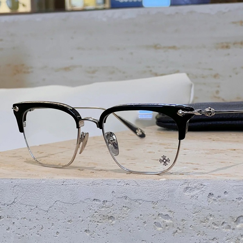 クロッシングブラックフレーム純粋なチタン眉メガネフレームスラントレジション超軽量フレームメンズミオピアメガネ