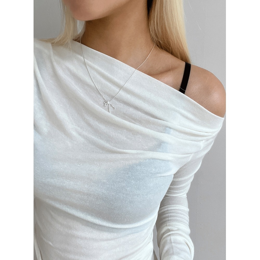 ブラックアップ [秋新品] (SILVER 925) テーバリングリボンスネークストリングネックレス