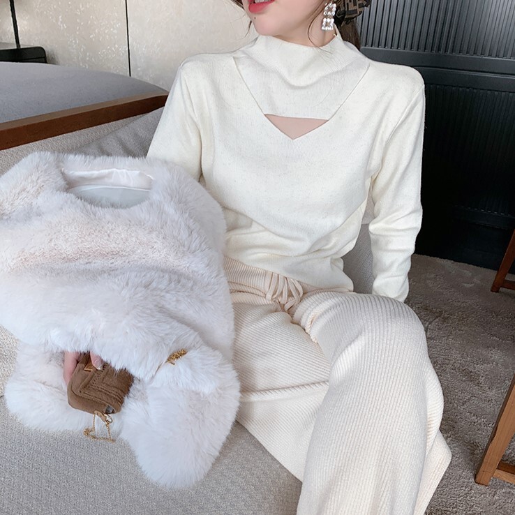 トップス カットソー 袖あり 長袖 Vネック ハイネック スリム ストレート Iライン かわいい 大人可愛い シンプル 大人 上品 おしゃれ お洒落 エキゾチック 大人可愛い 大人女子 こなれ感 7,692円