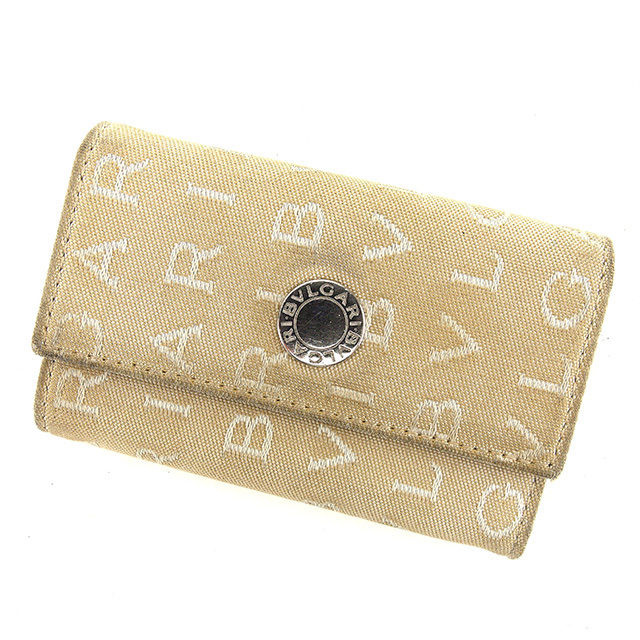 キーケース 6連キーケース ロゴマニア ベージュ シルバー 中古