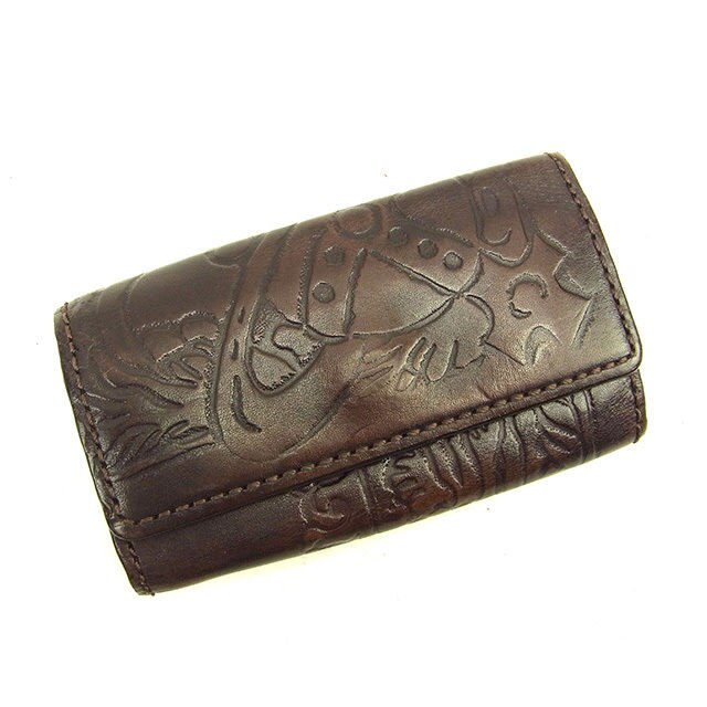 キーケース 4連キーケース オーブ ブラウン シルバー 中古