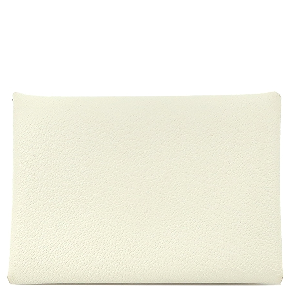 エルメス HERMES カードケース カルヴィ デュオ シェーブル グリペール シルバー金具 新品 未使用 オフホワイト B刻印（2023年製） 【箱】【中古】