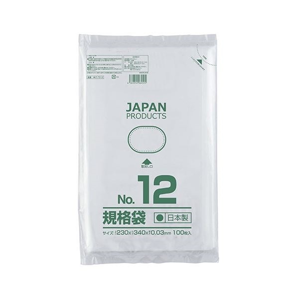 （まとめ） クラフトマン 規格袋 12号ヨコ230タテ340厚み0.03mm HKT-T012 1パック（100枚） 30セット