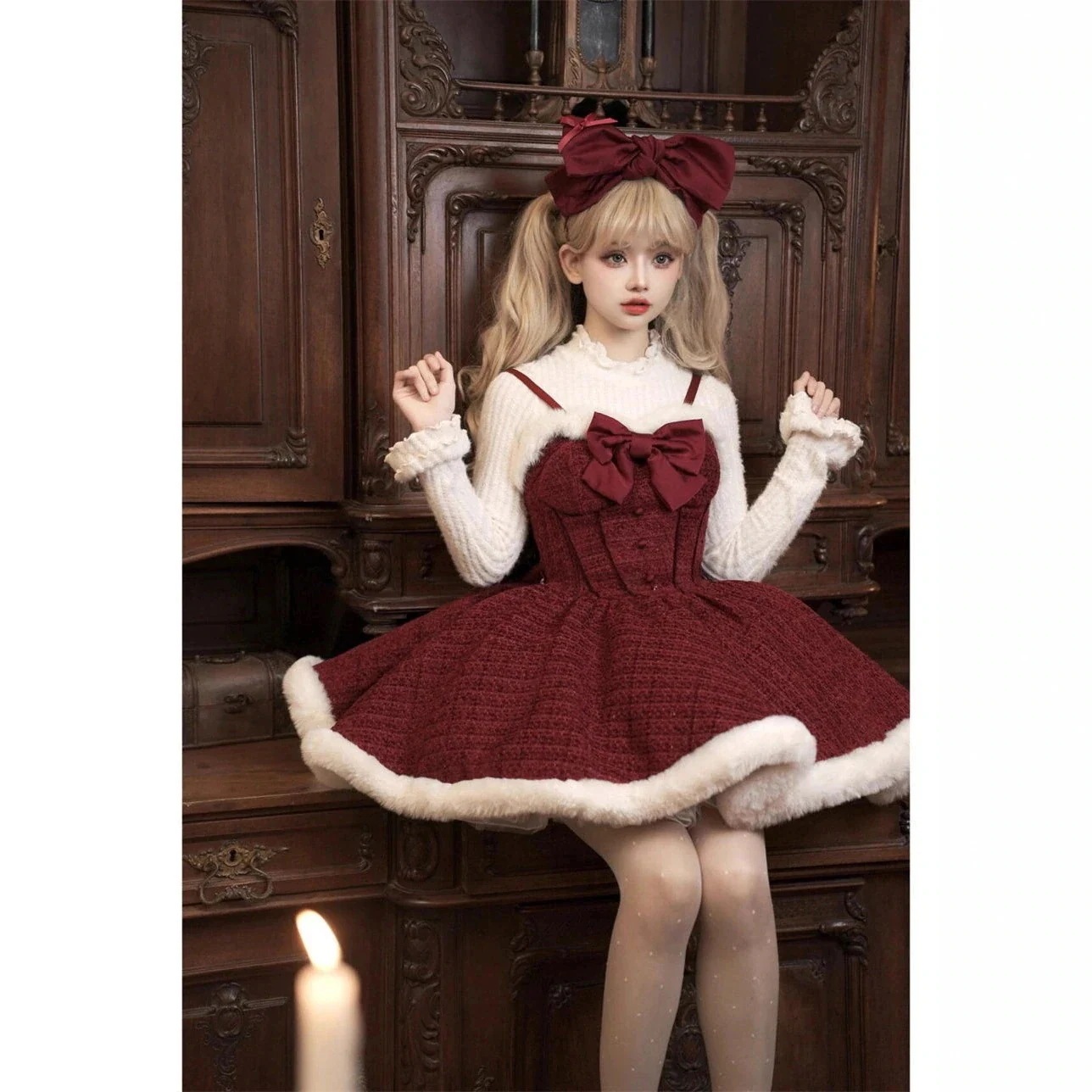 3点セット フェミニン サンタマント ワンピースクリスマス 服 デート 25大人気急速発送無料 服 8,425円