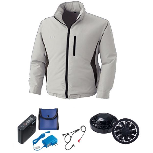 KU90520 空調服 ポリエステル製フード付 FAN2200B/LISUPER1 シルバー M