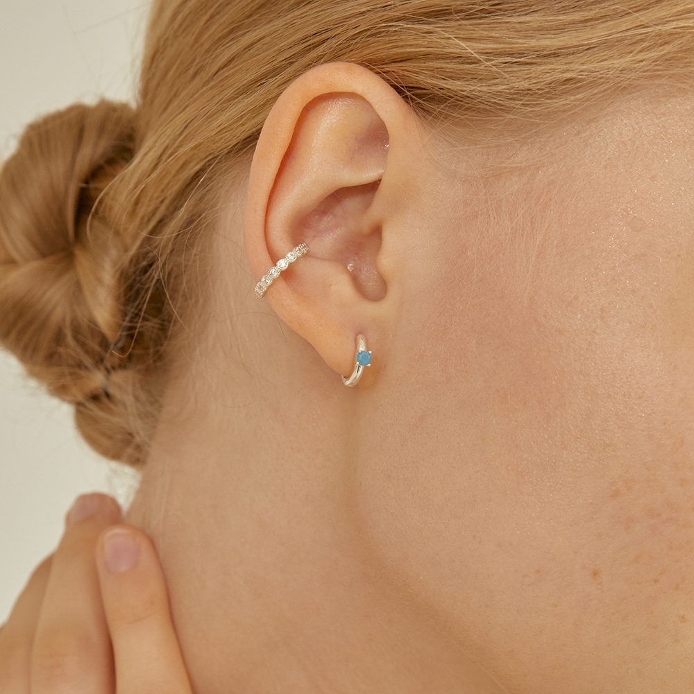 LUNNE シルバーフラワードットキューイヤーカフ #LSE06