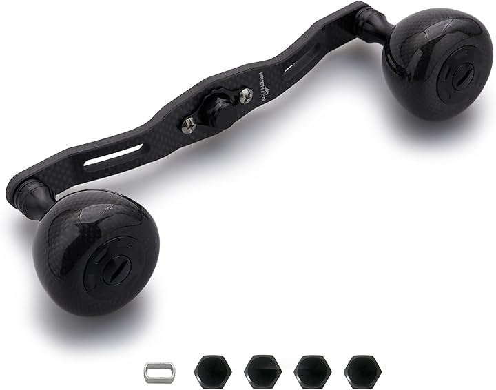 130mm リール ハンドル 36mm カーボンノブ搭載 シマノ SHIMANO ダイワ DAIWA アブ Abu 通用 ベイトリール Carbon (ブラック - カーボン製ハンドル)