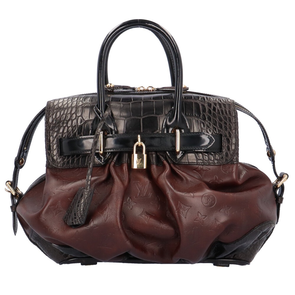 ルイヴィトン モノグラム ハンドバッグ クロコダイル M95304 ブラウン LOUIS VUITTON 中古