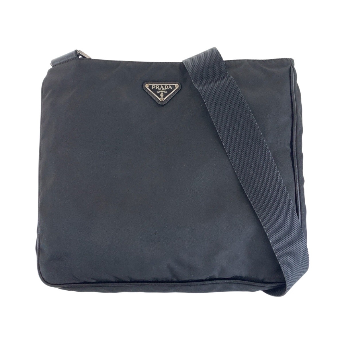 テスート サフィアーノ 三角ロゴプレート ブラック 黒 シルバー金具 ナイロン/レザー ショルダーバッグ ポシェット メンズ 500186