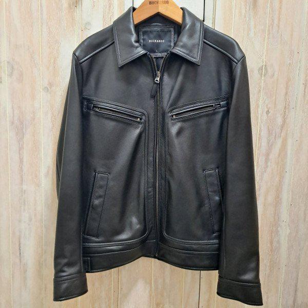 男性ラムスキンウエスタンカラーブルゾン革ジャケット(B235Z2200P)