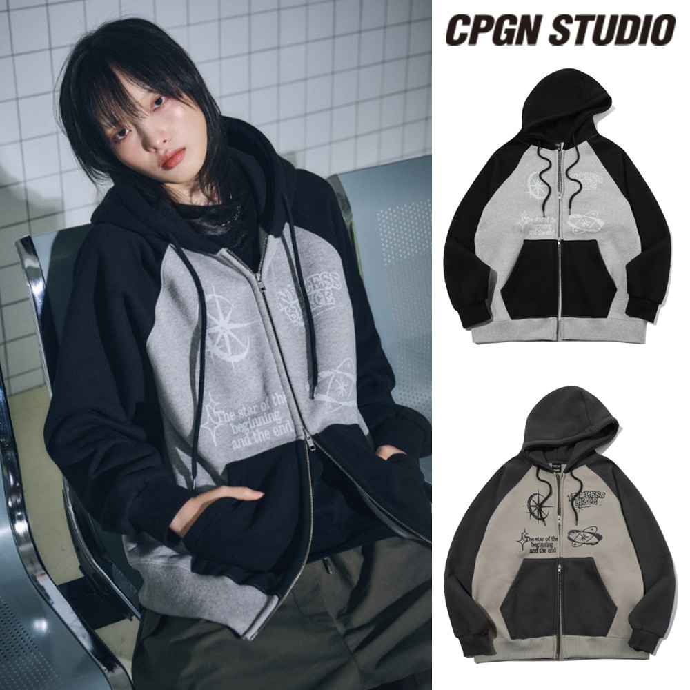 【CPGN STUDIO】 [2-WAY] Star & Sun raglan hood zip-up