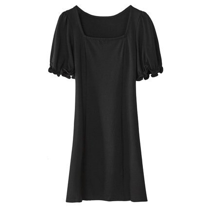 【取寄：納期2週間】ワンピース レディース 夏 ブラック ドレス パフスリーブ ガーリー レトロ 韓国ファッション ワンピース レディース 夏 ブラック ドレス パフスリーブ ガーリー レトロ