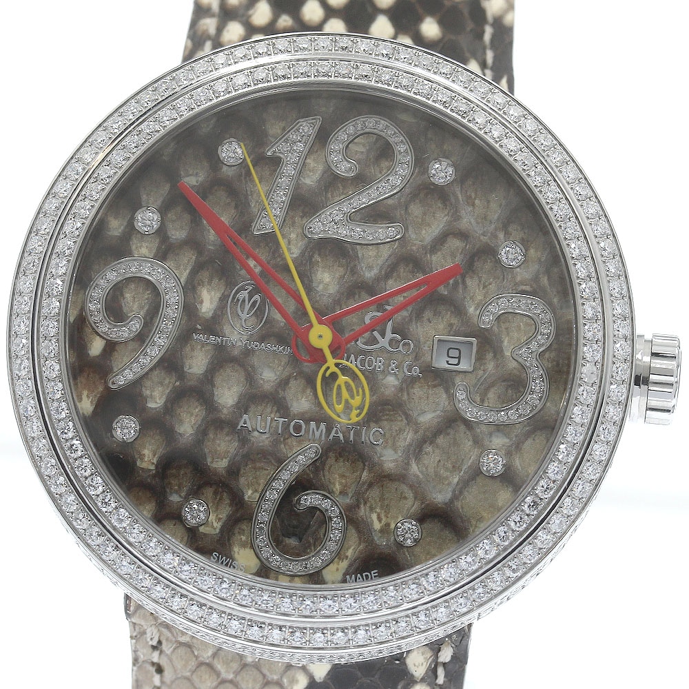 ジェイコブ JACOB&CO WVY-019DC ヴァレンティン ユダシュキン ダイヤベゼル デイト 48ｍｍ 自動巻き メンズ 美品 保証書付き_876519【中古】