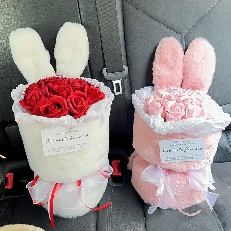 【1つ買うと1つ無料】【メガ割】ラッキーボックス バレンタインデーウサギ耳ローズブーケ誕生日プレゼントガールウサギ親友ガールフレンドへ絶妙 母の日ギフト