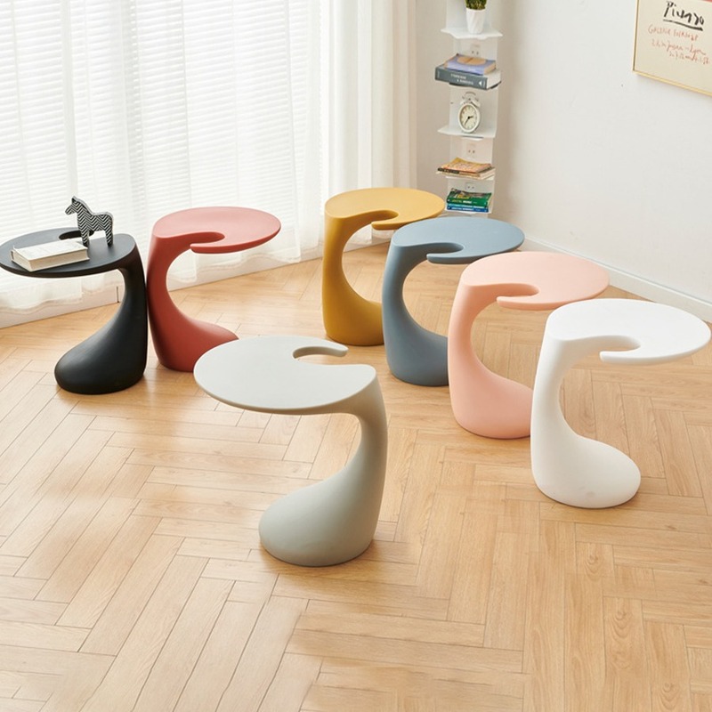 サイドテーブル 一体成形 シンプル モダン 室内 屋外 おしゃれ かわいい インテリア 北欧 韓国 コーヒーテーブル 白 ブラック ピンク