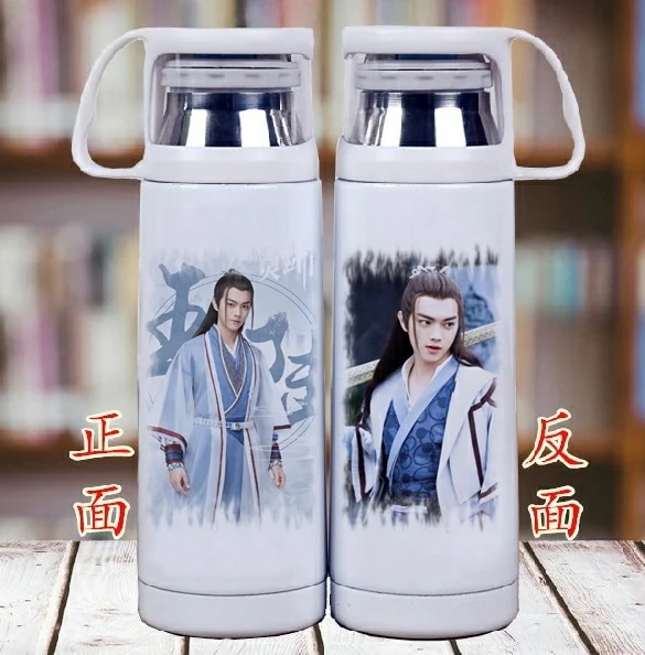 中国ドラマ『霊剣山 瓔珞 招揺(ショウヨウ)』王陸/厲塵瀾役 俳優許凱 シューカイ グッズ 水筒 カップ蓋付けステンレスボトル 500ml