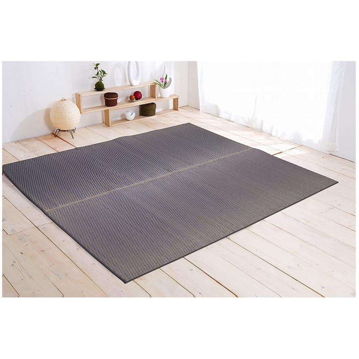 【I】【代引不可】い草ラグ カーペット 1.5畳 国産 Fソリッド グレー 約191×191cm (裏:ウレタン) 8213270【北海道・沖縄・離島不可】【代引不可/沖縄