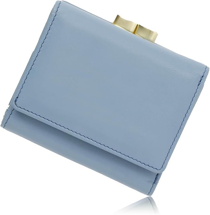 ギャラリークオリエ キメ細かさが生むフィット感 高級エチオピア高原羊革 熟練の革職人が作る スキミング防止 財布 レディース 3つ折り がま口 蝦蟇口 日本 ブランド シープ(Sax)