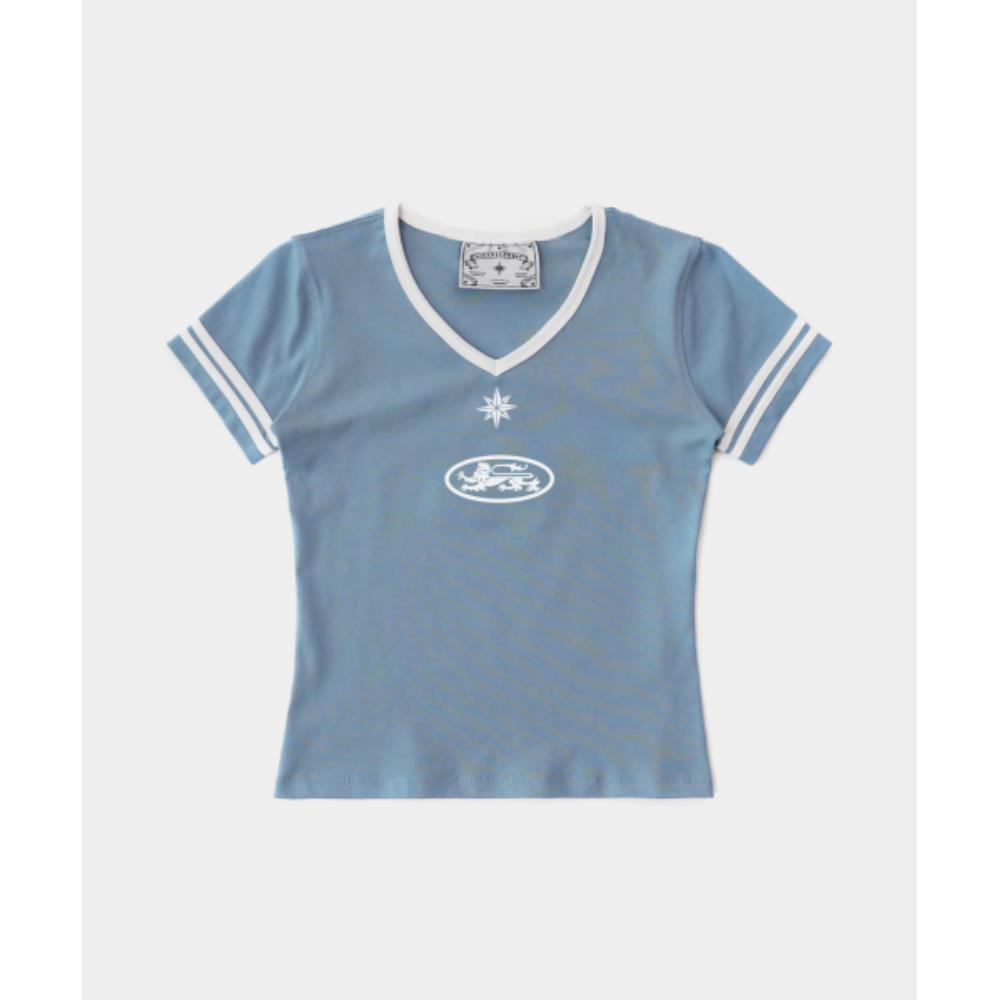 BADBLOOD 91 V-neck Jersey T-shirt Light Blue w-tee25-109