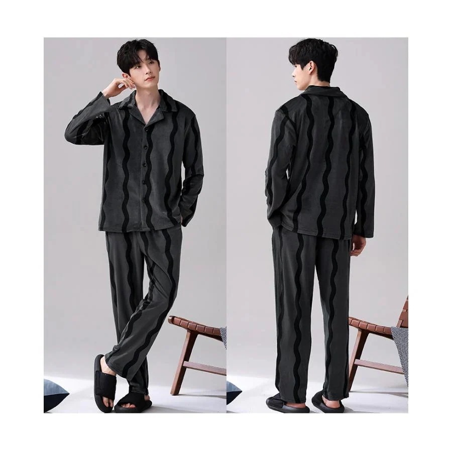 メンズパジャマ パジャマ メンズ 綿 長袖 長ズボン 紳士パジャマ 上下セット 色柄おまかせ 男性用パジャマ 前開き 秋冬新品 卒業式