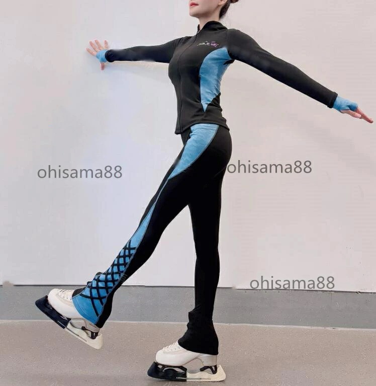再販未定！上下セット フィギュアスケートウエア 厚手 レッスン用 ストレッチ フィギュアスケート衣装 キッズ 大人 練習着 トレーニング 競技 ステージ 美しい スケートウエア アイスフィギュアスケー