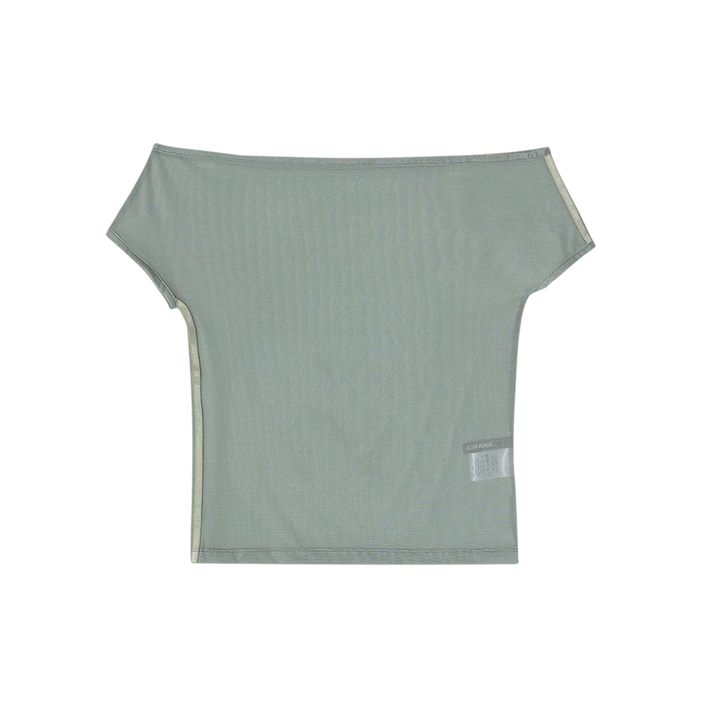 メッシュラインオフショルダートップ_KHAKI