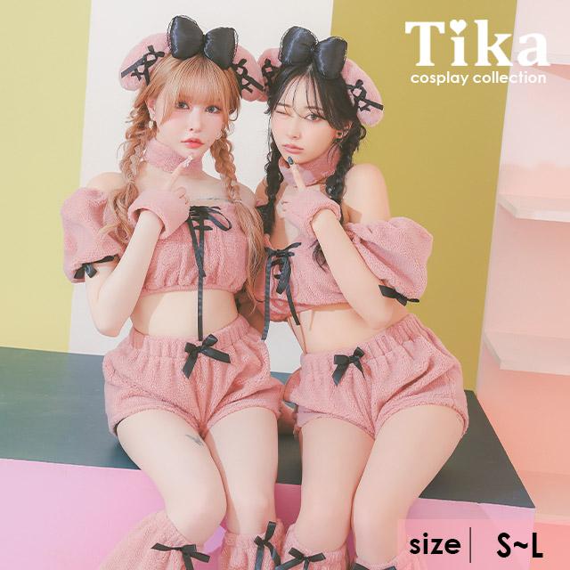 ハロウィンコスプレ へそ出し ふわもこリ ボンデザインペアプードル ガーリー 犬 アニマル 6点セット アニマル