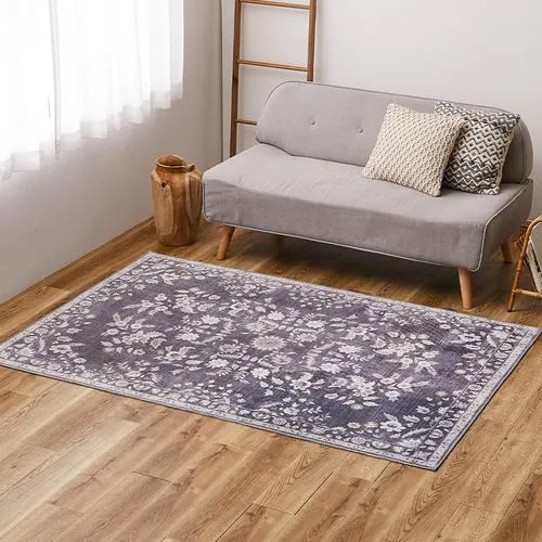 【メーカー直送品】萩原 転写プリントラグ レーナ・ 約130×190cm グレー