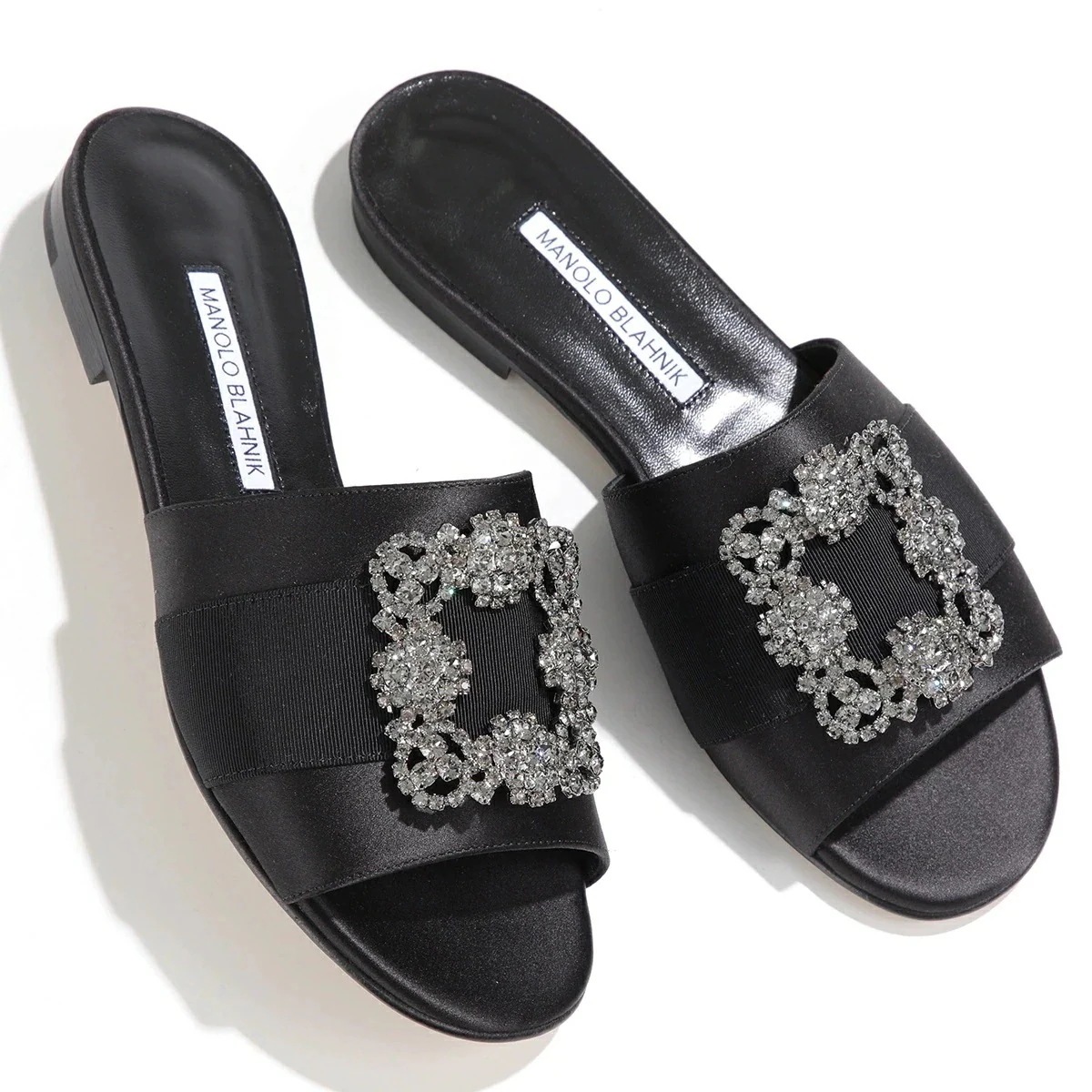 MANOLO BLAHNIK マノロブラニク サンダル MARTAMOD マルタモド 218-0049 レディース サテン ビジュー フラットサンダル ミュール 靴 0002