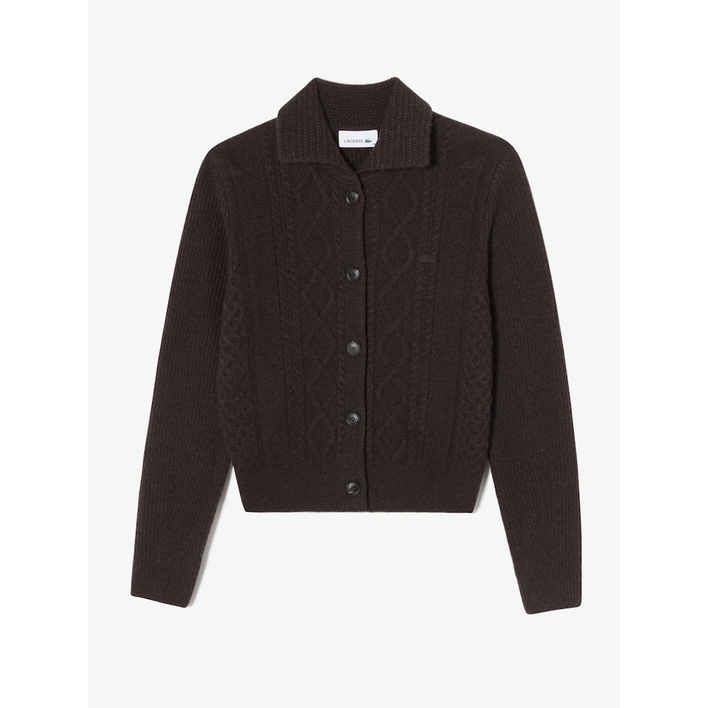 ラコステ女性用ケーブルクロップカーディガン AF779E-54N SHI Q2NAF779E-54NSHI