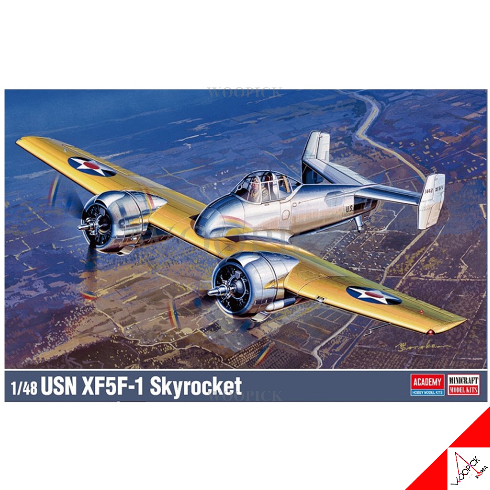 Academy 1/48 USN XF5F-1 Skyrocket Aircraft Hobby Plastic Hobby Model Kit #12363