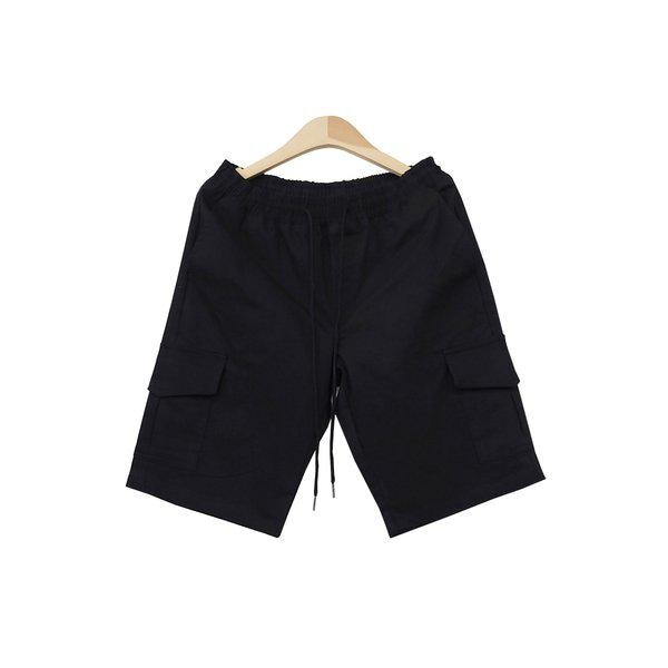 メンズ冷蔵庫パンツ リネンショートパンツ 夏パンツ コットンショートパンツ バンディングカーゴショートパンツDJ-PTH-SJJMM678-ブラック