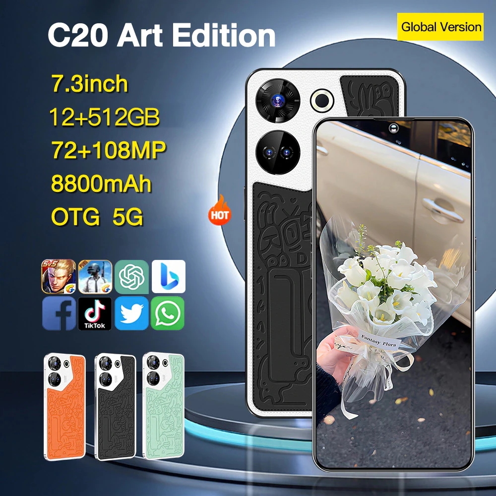スマホ 本体 Android15 C20 Art Edition スマートフォン 7.3インチ 12+256GB 10000mAh 108MP デュアルカメラ コスパ最高 新品 2026