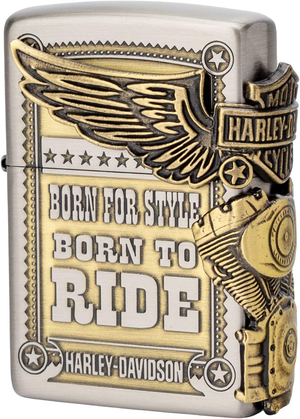 ZIPPO ライター ハーレーダビッドソン 日本限定 3面連続加工 古美仕上げ ニッケルブラス HDP-27