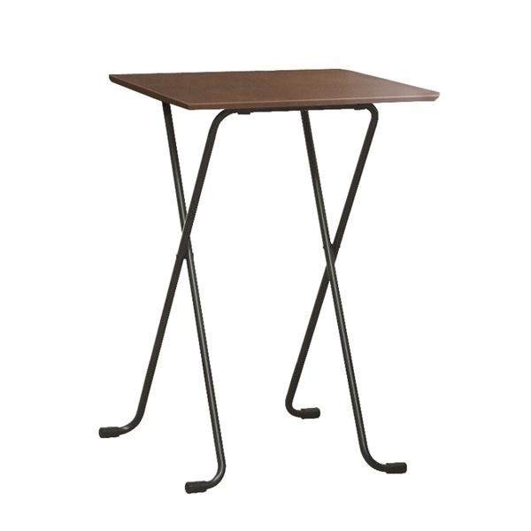 折りたたみハイテーブル 角型 ダークブラウンブラック 幅60cm 日本製 木製 スチールパイプ ダイニング リビング