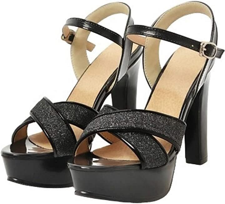 厚底サンダル レディース ハイヒール 12cm バックベルト (ブラック, 23.5 cm)