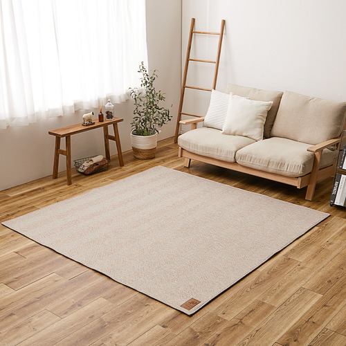 【メーカー直送品】萩原 ヘリンボンラグ ボーナ 約230×230cm ブラウン