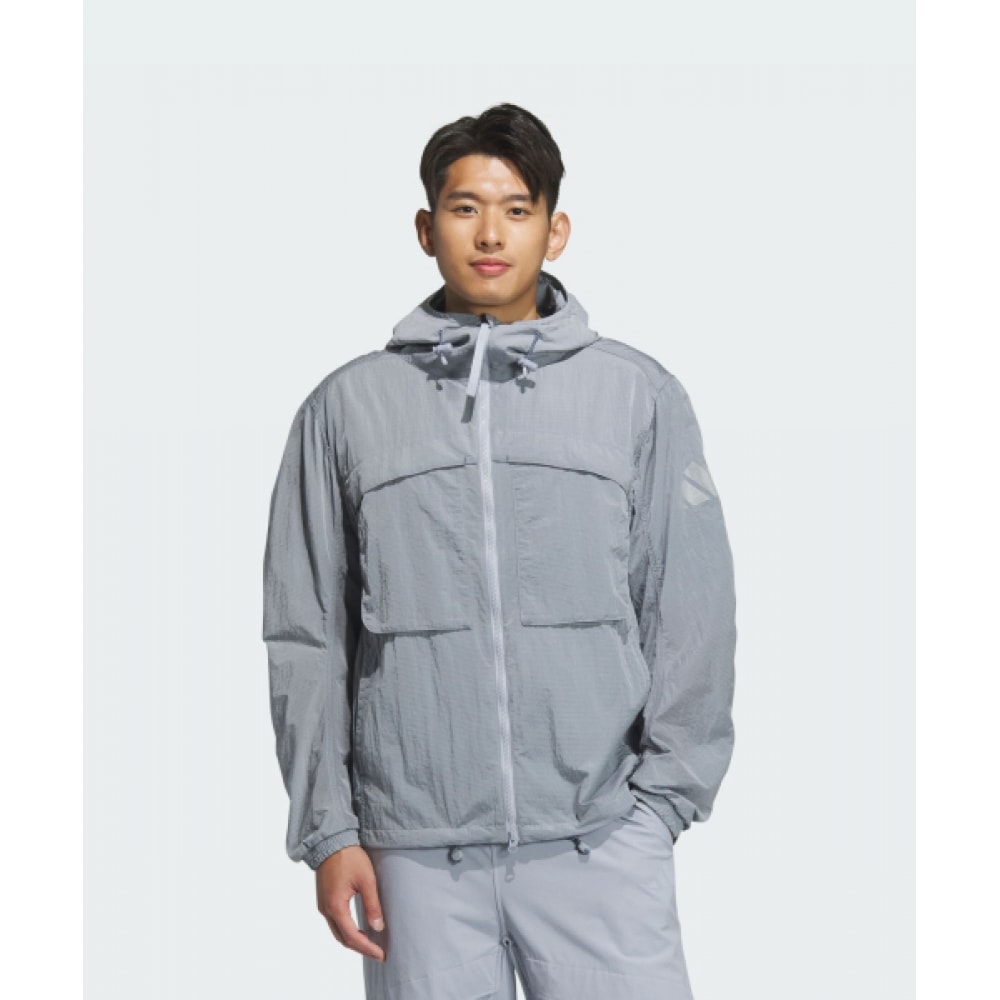 ADIDAS ルーズフィットシャイニークランクルリップストップフードジャケット JM2046