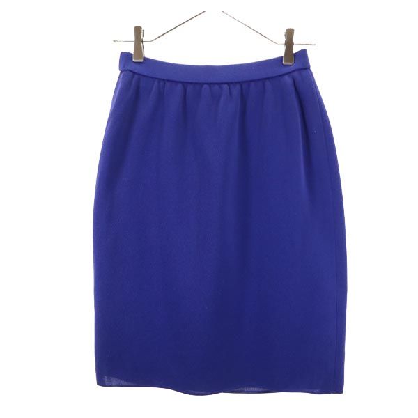 日本製 ウール100％ ミディ丈 スカート 11号 ブルー ウエストゴム仕様 レディース 4,385円