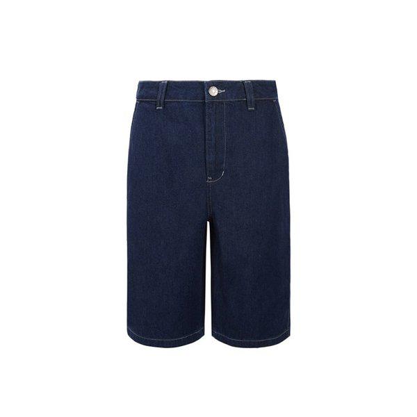 男性用ジーンズ ワンウォッシュ トップステッチ ショーツ ブルーブラック MO6D2974